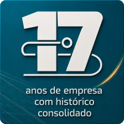 Selo 18 anos de empresa com histórico consolidado